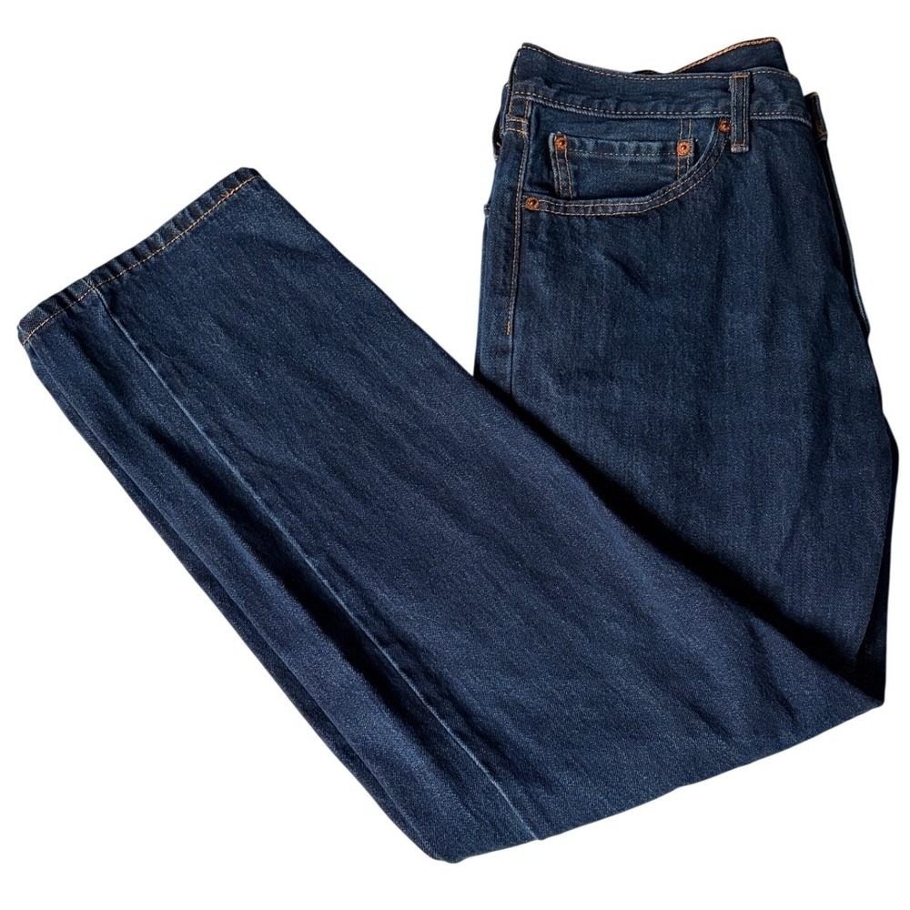 Levis 505 Regular Fit Straight Leg Jeans Mens 36x32 Dark Wash Indigo Denim